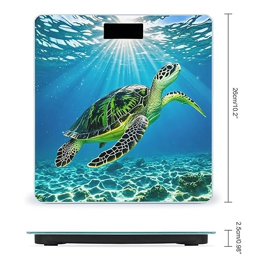 Turtle Swimming in The Sea Scale for Body Weight Highly Accurate Digital Bathroom Body Scale Digital Bathroom Scales for People Anti-Slip Large LCD Display Smart Scales