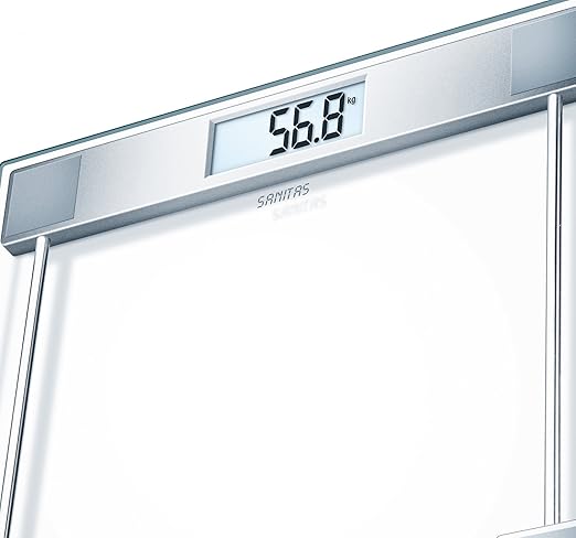 Sanitas SGS 06 Glass Bathroom Scales Bathroom Scales Up to 150 kg Capacity and Large Display Clear
