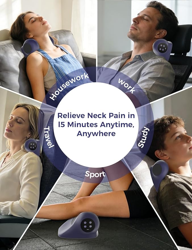 Heated Neck Stretcher for Pain ReliefCervical Traction Device3 Vibration Modes Portable Wireless Neck and Shoulder Relaxer Hump Corrector Pillow for TMJ Pain Relief and Cervical Spine Alignment