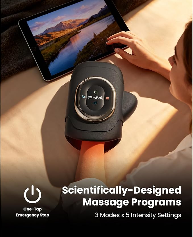 BOB AND BRAD Hand Massager with Heat and Compression Individual Fingers FSA-HSA Eligible Cordless HandSpa Pro Hand Massager for Arthritis and Carpal Tunnel Pain Relief 5 Intensity Settings