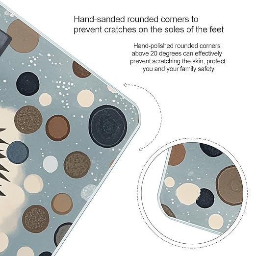 Hedgehog Polkadot Bathroom Scale for Body Weight Bathroom Digital Electronic Weighing Scale with Back Lit LED Display Sturdy Tempered Glass Weight Watchers Scales 400lb