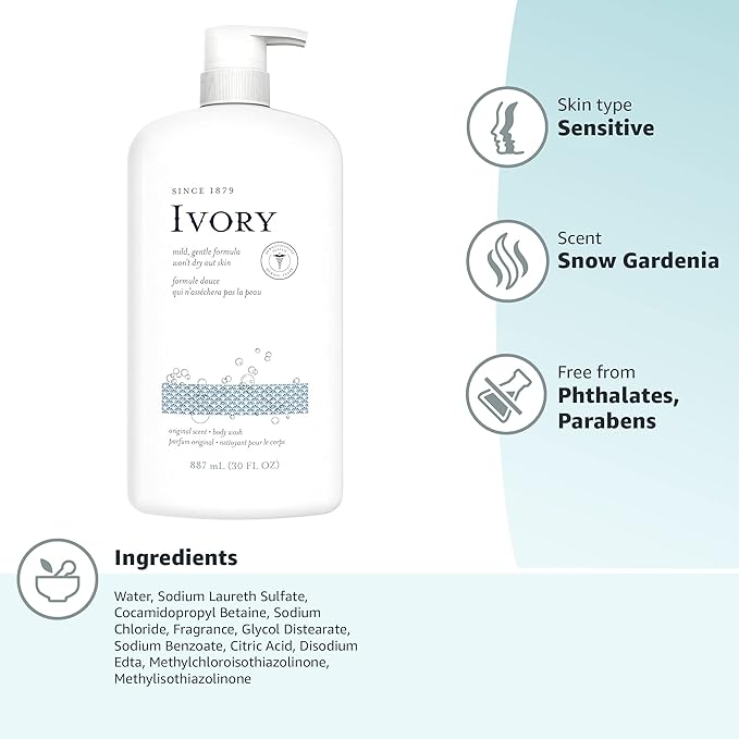 Ivory Body Wash Original Scent 30 oz Pack of 4
