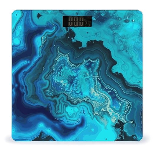 Bright Aqua Blue Turquoise Bathroom Scale for Body Weight Bathroom Weighing Scales with Back Lit LED Display Sturdy Tempered Glass Body Weight Bathroom Scale 400lb Weighing