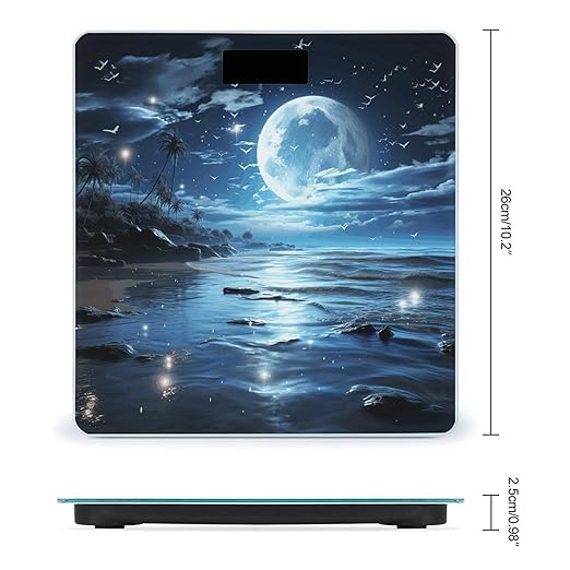 Moon Over Ocean Scale for Body Weight High Precision Digital Weight Scales with LCD Display Anti-Slip Sturdy Slim Tempered Glass Bathroom Scale for Home Use