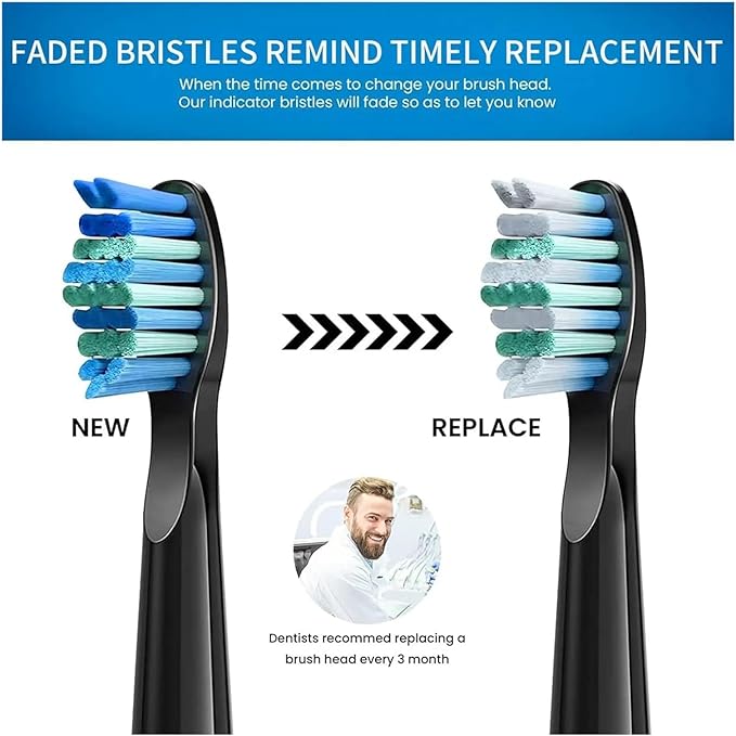Replacement Toothbrush Heads Compatible for SG-575/507B/508/551/958/908/909/917/610/659/719/910/548/2303 Electric(3 Black Care(Soft))