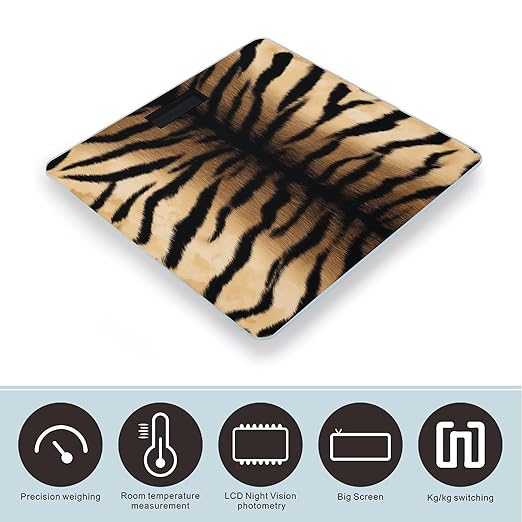 Men's Fashion Automatic Switch Digital Bathroom Weighing Scale Smart Scale Cool Tiger Fur Skin Print