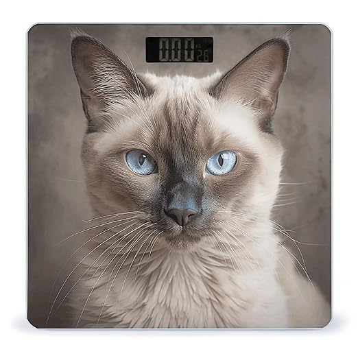 Beautiful Siamese Cat Bathroom Scale for Body Weight LCD Display Digital Bathroom Scale Tempered Glass Bathroom Weight Scales Fashion Smart Scales for Home Bedroom 400 Lb