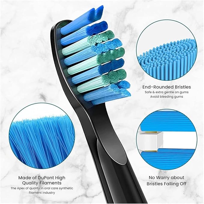 Replacement Toothbrush Heads Compatible for SG-575/507B/508/551/958/908/909/917/610/659/719/910/548/2303(Black 10 White 10pcs)