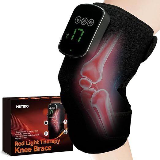 Red Light Therapy for Knee &amp Elbow Vibration &amp Heated Massage for Knee Brace660nm&amp850nm Red Light Therapy Heated Device for Joint Elbow Shoulder Pain Relief