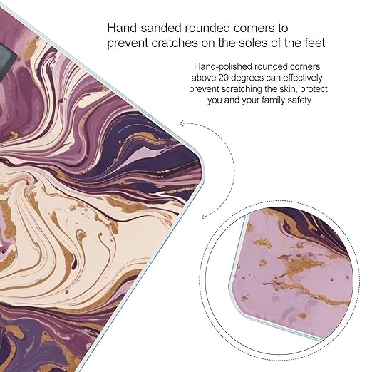 Purple and Gold Marble Scale for Body Weight Digital Bathroom Scale Precision Smart Weighing Scales with Clear LED Display Accurate High Precision Scales Weighing Machine