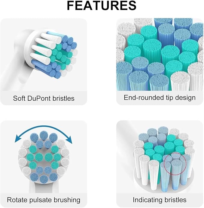 Replacement Toothbrush Heads Compatible For Oral-B Braun Electric Precision Clean Brush Heads Refill For 7000/Pro 1000/9600/ 5000/3000/8000(6.)