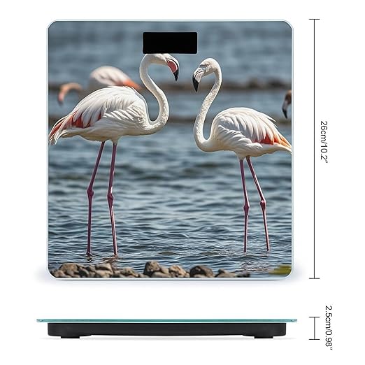 Animal Flamingo Bathroom Scale for Body Weight Bathroom Weighing Scales with Back Lit LED Display Sturdy Tempered Glass Body Weight Bathroom Scale 400lb Weighing
