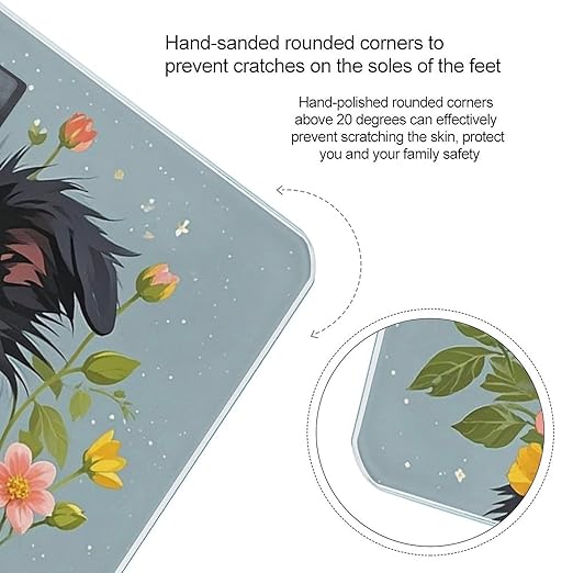Border Collie Florals Scale for Body Weight Accurate Digital Bathroom Scale Toughened Glass High Precision Scales Smart Weight Scales with Large LCD Backlight Display Weighing Machine