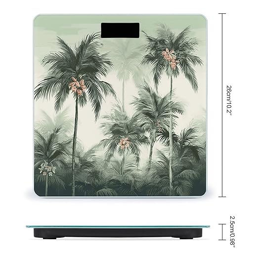 Tropical Palm Trees Scale for Body Weight Digital Bathroom Scale Accurate Smart Weight Scales with Large Display Weighing Machine High Precision Scales