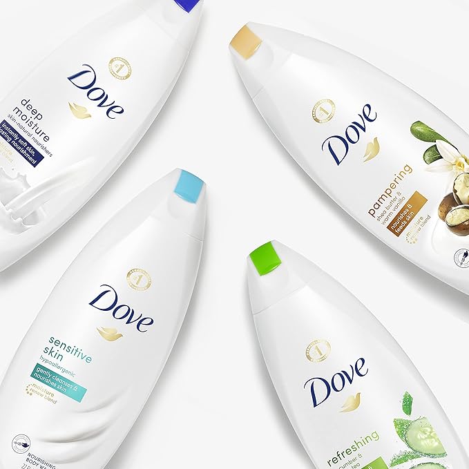 Dove Mixed Body Wash Pack with Skin Natural Nourishers for Instantly Soft Skin and Lasting Nourishment Cleanser That Effectively Washes Away Bacteria While Nourishing Your Skin 4 Count