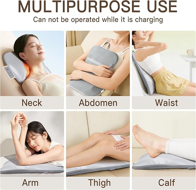 Back and Neck Massager with Heat 4D Kneading &amp Up-Down Rolling Massage Kneading Massage Pillow for Back Waist Neck Pain Relief Deep Tissue Ultrathin Shoulder Massage Gifts for Women Men Par