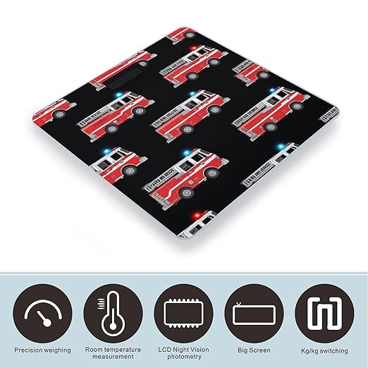 Smart Scale for Body Weight Digital Bathroom Weighing Scale Energy Saving Scale Cute Cartoon Fire Truck
