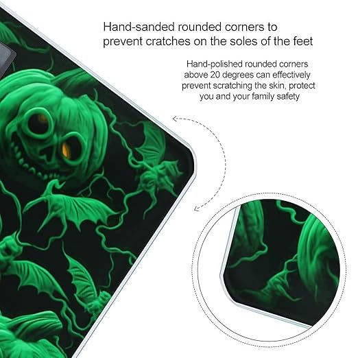 Green Ghost Horror Halloween Pumpkin Bathroom Scale for Body Weight Bathroom Weighing Scale with Backlit LCD Display Highly Accurate Measures Weight Up to 180kg