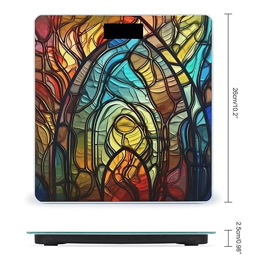 Stained Glass Art Bathroom Scale Rounded Smart Scale for Body Weight Automatic Power On/Off Weight Scales Accurate Bathroom Digital Scales for Pet Home Bedroom Kitchen