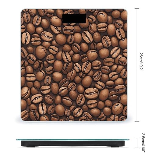 Funny Roasted Coffee Beans Scale for Body Weight Anti-Slip Tempered Glass Digital Bathroom Scales Clear LCD Display Weighing Scale Safe Rounded Corners Smart Scales