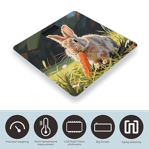 Rabbit Weight Scale Large Digital Bathroom Scales with Bright LED Display Non Slip Digital Scale and Step On Fashion Weighing Machine for Body