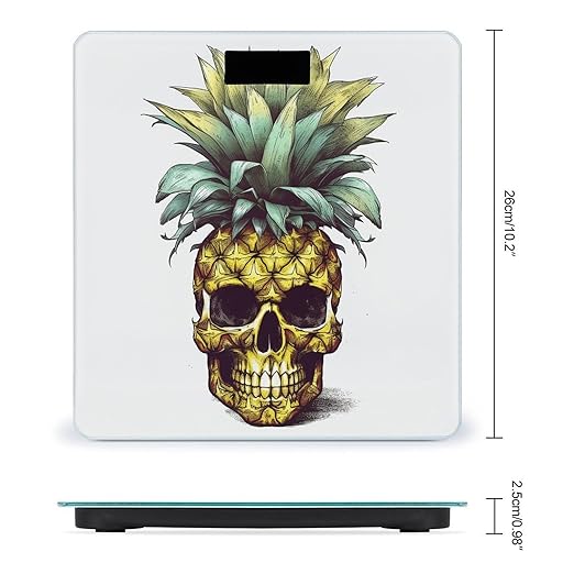 Cool Skull Pineapple Scale for Body Weight Precision Bathroom Weighing Scales with Back Lit LCD Display Sturdy Tempered Glass Body Weight Scales Digital Bathroom Scale 400lb