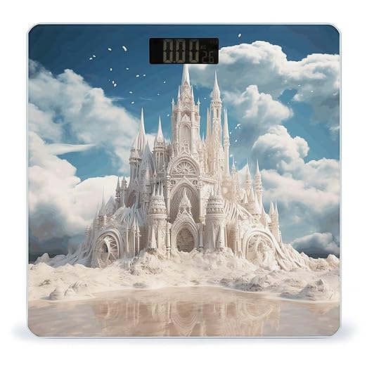 Building A Sandcastle Scale for Body Weight Anti-Slip Tempered Glass Digital Bathroom Scales Clear LCD Display Weighing Scale Safe Rounded Corners Smart Scales