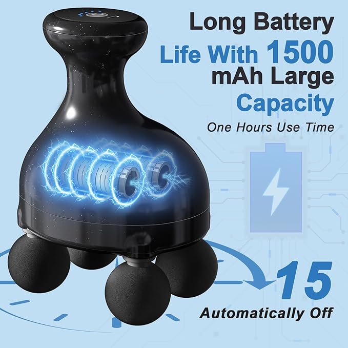 DEITY 4 Heads Handheld Massage Gun Deep Tissue Electric Body Massager Percussion Muscle Massager for Easing Shoulder and Back Tension with Reverse Thrust Function