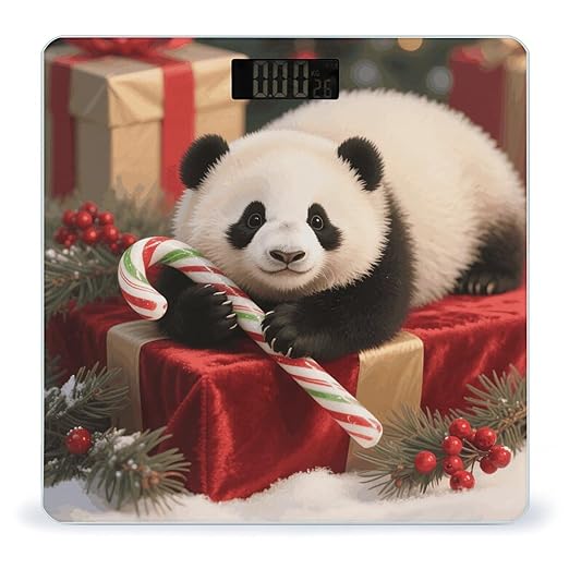 Christmas Redpanda Weight Scale Cute Bathroom Scale for Body Highly Accurate Digital Weighing Machine for People Compact LCD Display Scales with Sturdy Toughened Glass Scales