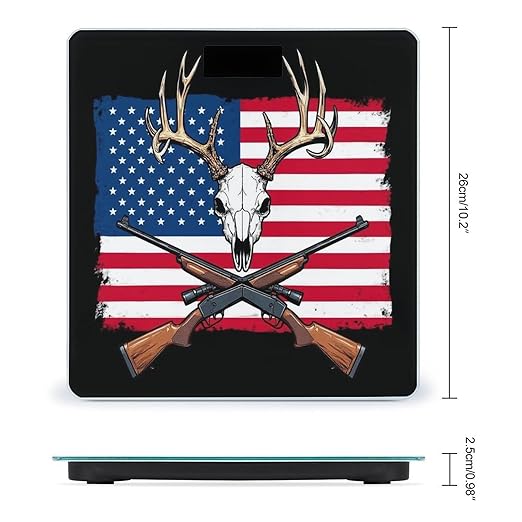 Energy Saving Scale Bathroom Weighing Scale Smart Scale for Body Weight Digital Hunting Deer USA American Flag Black