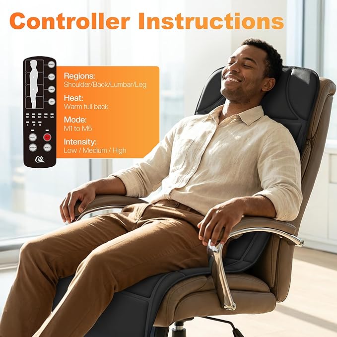 CILI Massage Mat Full BodyMassager Chair Pad10 Vibration Motors &amp 5 Massage ModesBack Massager for BedMassage Mattress Pad for BackHeating Pad with Auto Shut Off