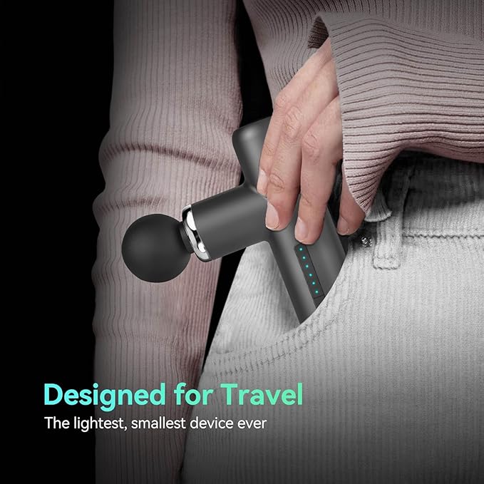 Mini Massage Gun Pocket-Sized Massage Gun Deep Tissue Quiet Portable Percussion Muscle Travel Massager Gun Back/Neck Massager for Pain Relief Deep Tissue (Gray)