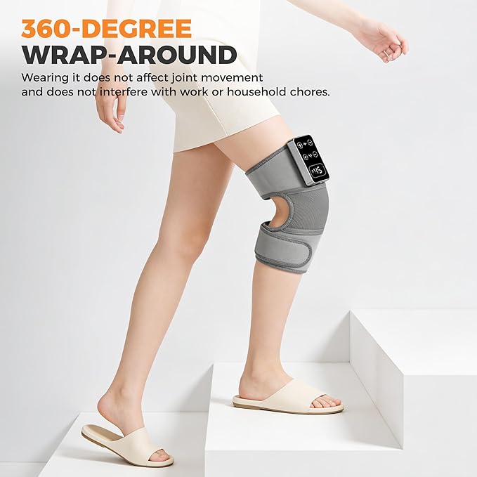 YAZHI Cordless Knee Massager for Pain Relief – Electric Heated Knee Brace 5 Heat Levels &amp 3 Massage Modes Gifts for Men and Women 1pack