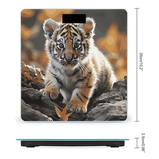 Digital Bathroom Scale for Body Weight Scale with Bright LCD Display High Accuracy Step-On Technology Auto On/Off Cute Tiger Digital Scales 400 Lbs /180kg