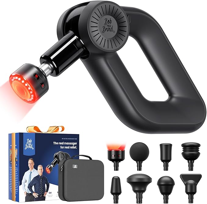 BOB AND BRAD D6 Ultra Massage Gun with Infrared Light Deep Tissue Percussion Massager Gun with 16mm Amplitude Professional Muscle Massager for Athletes Electric Handheld Massager