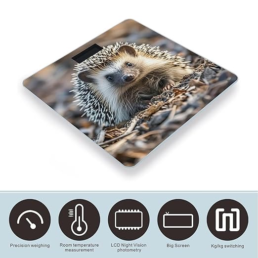 Hedgehog Scale for Body Weight Digital Bathroom Scale Toughened Glass High Precision Scales for Body Weight with Large LCD Backlight Display Weight Scales