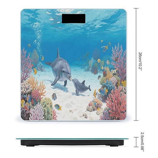 Dolphin Weight Scale Cute Bathroom Scale for Body Highly Accurate Digital Weighing Machine for People Compact LCD Display Scales with Sturdy Toughened Glass Scales