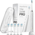 Aquasonic Vibe Series PRO – Ultra-Whitening Electric Toothbrush – 5 Modes &amp Smart Timers – Premium Travel Case &amp 6 Proflex Brush Heads – ADA Accepted Toothbrush (Optic White)