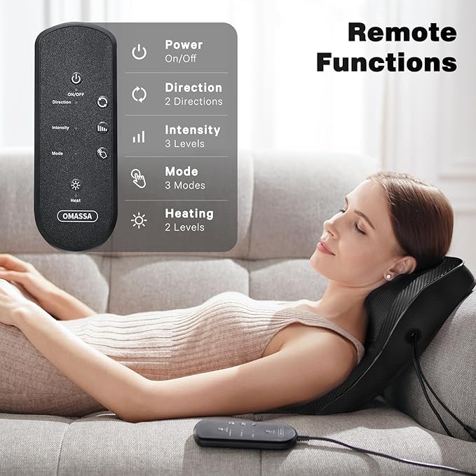 Back Massager with Heat Shiatsu Back and Neck Massager 3D Kneading Deep Tissue Massage Pillow for Neck Back Shoulder Muscle Pain Relief Gifts for Mom Dad Women Men