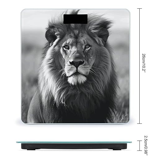 African Lion Black and White Scale for Body Weight Accurate Digital Bathroom Scale Toughened Glass High Precision Scales Smart Weight Scales with Large LCD Backlight Display Weighing Machine