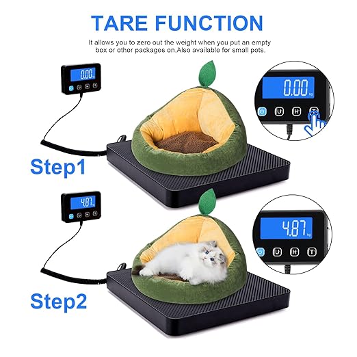 Digital Shipping Scale 5g High Accuracy 440 lb Postal Scale with Hold and Tare Functions for Parcels/Luggage/Home Silicone Surface Extended LCD Display Batteries and AC Adapter Included