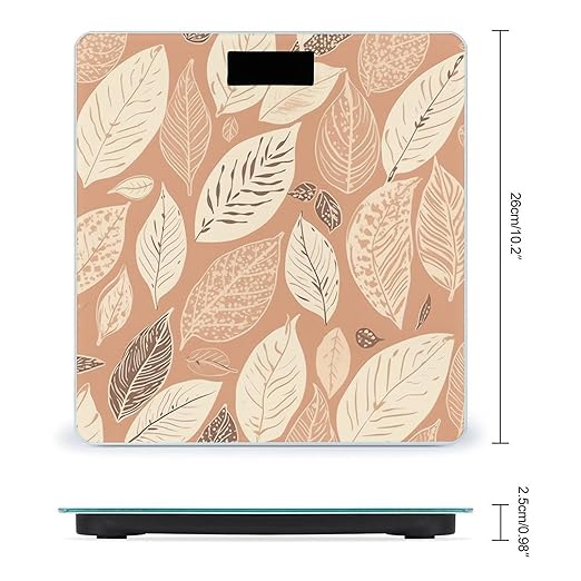 White and Brown Leaves Scale for Body Weight Anti-Slip Tempered Glass Digital Bathroom Scales Clear LCD Display Weighing Scale Safe Rounded Corners Smart Scales
