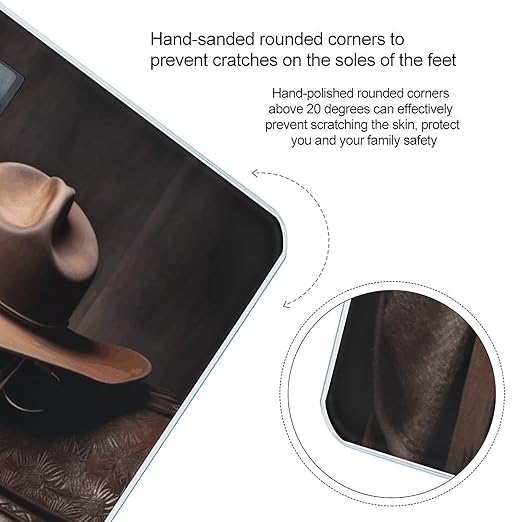 Horse Saddle with A Cowboy Hat Wild Bathroom Scale for Body Weight 400 Lb Weight Scale with High Precision Sensors Tempered Glass Highly Accurate Digital Weighing Machine for People