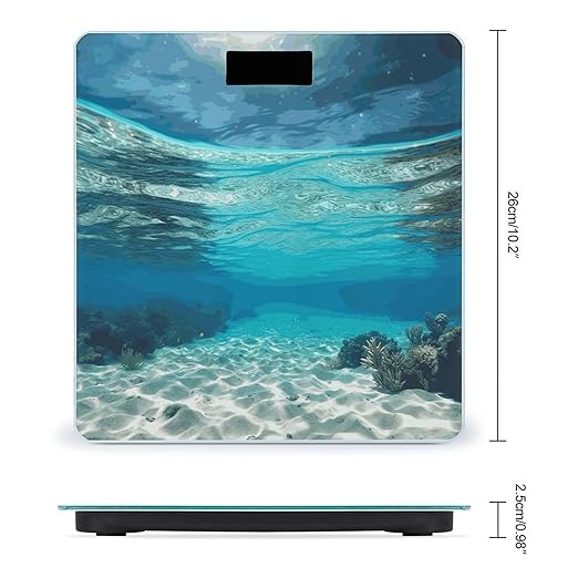 Underwater View of Tropical Beach Scale with LCD Easy-to-Read Anti-Slip Weight Digital Bathroom Scale Precision Weighing Scales Sturdy Tempered Glass Body Weight Scales for Daily Use