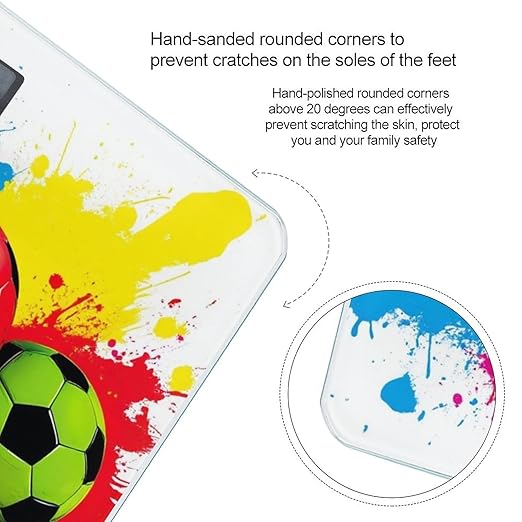Men's Fashion Automatic Switch Digital Bathroom Weighing Scale Smart Scale Splash Ink Colorful Paint Football Soccer Ball