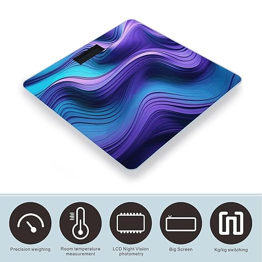 Wavy Purple Scale for Body Weight Digital Bathroom Scale Precision Smart Weighing Scales with Clear LED Display Accurate High Precision Scales Weighing Machine