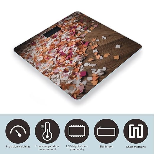 Pieces of Paper on The Ground Scale for Body Weight Precision Bathroom Weighing Scales with Back Lit LCD Display Sturdy Tempered Glass Body Weight Scales Digital Bathroom Scale 400lb
