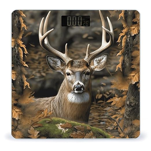 Camouflage Deer Scale for Body Weight Accurate Digital Bathroom Scale Toughened Glass High Precision Scales Smart Weight Scales with Large LCD Backlight Display Weighing Machine