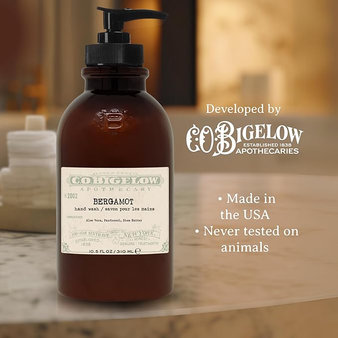 C.O. Bigelow Bergamot Hand Wash Iconic Collection Liquid Hand Soap with Shea Butter Glycerin Aloe Vera 10.5 Fl Oz