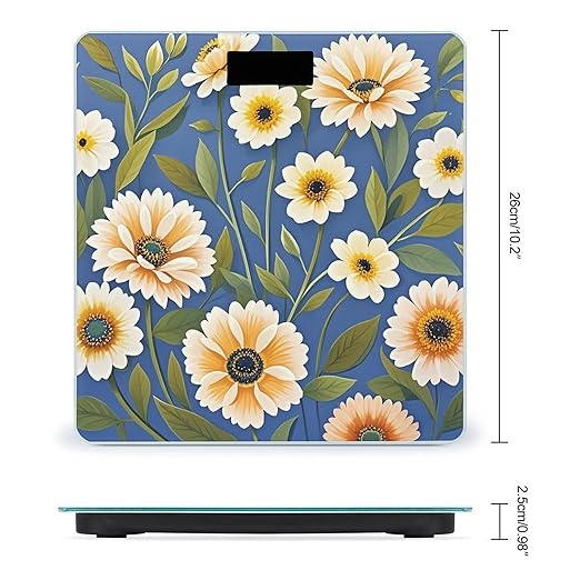 Flowers on Background Scale for Body Weight Digital Bathroom Scale Accurate Smart Weight Scales with Large Display Weighing Machine High Precision Scales